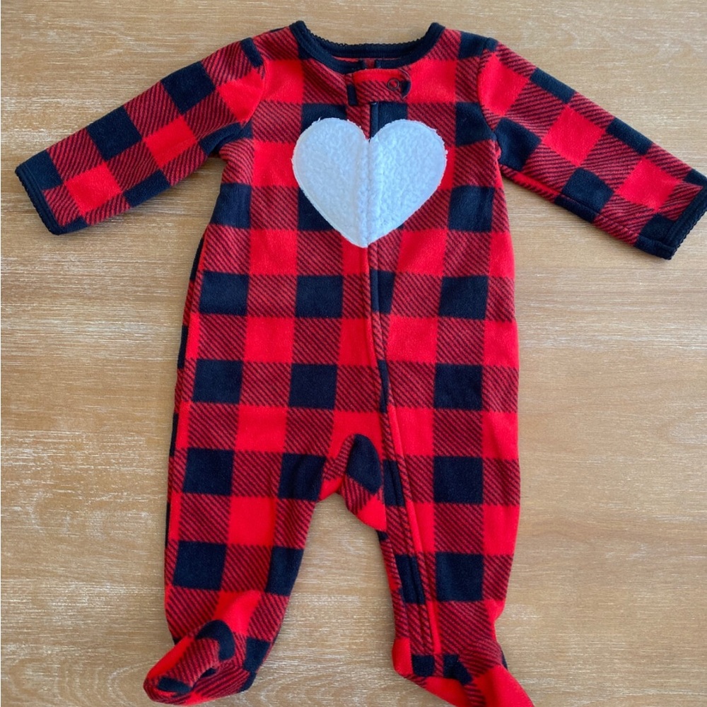 Plaid Fleece Footed Pajamas Baby Girl 0-3 Months